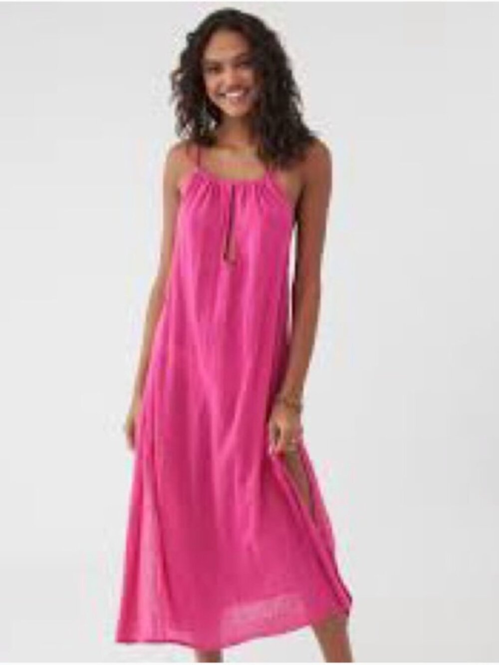O'Neill Pink Gauze Tie Strap Midi Sundress Women's Size M NWT